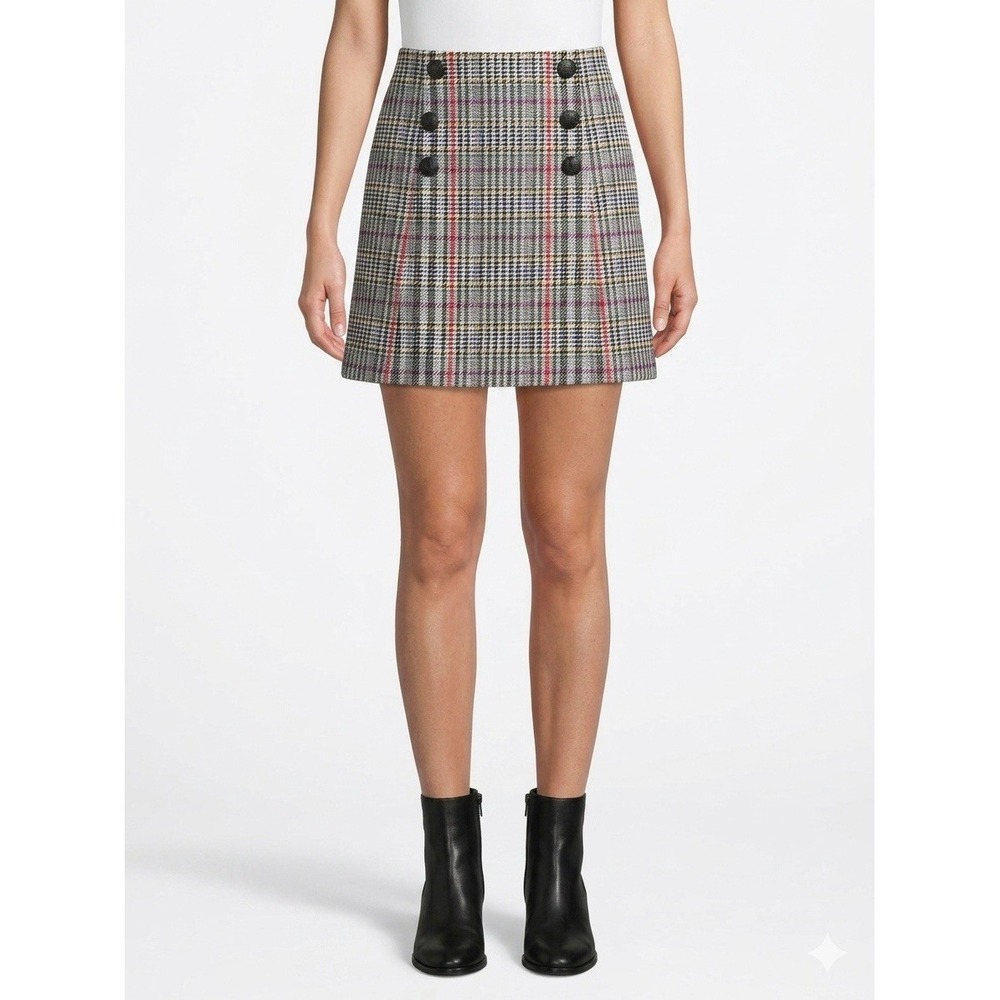 Women's Veronica Beard Starck Plaid Mini Skirt Multicolor‎ / Lined. Sz 4
